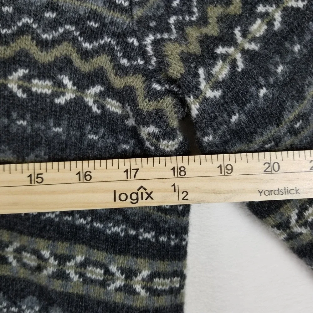 Banana Republic Mens Merino Wool Fair Isle Shawl Collar Sweater Gray Olive Small